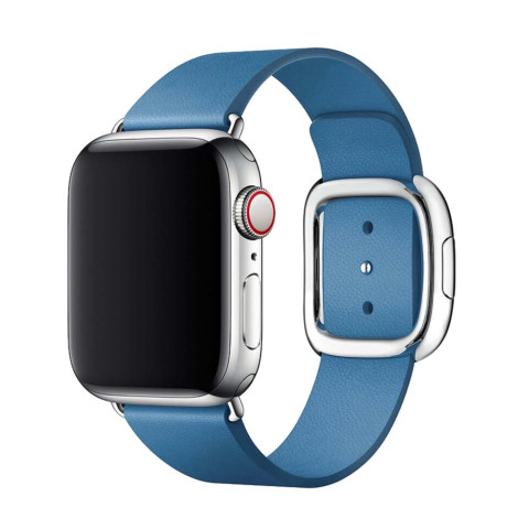 Кожаный ремешок Modern Buckle Leather на Apple Watch 38/40/41mm Silver/Cornflower
